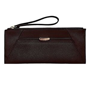 HENRI BENDEL Black Saffiano Leather Envelope Clutch Wristlet 10”x4.5”